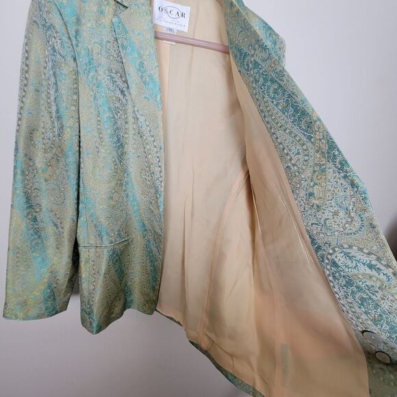 Oscar de la renta luxury texture Metallic Brocade Floral Size 10 - Picture 5 of 5